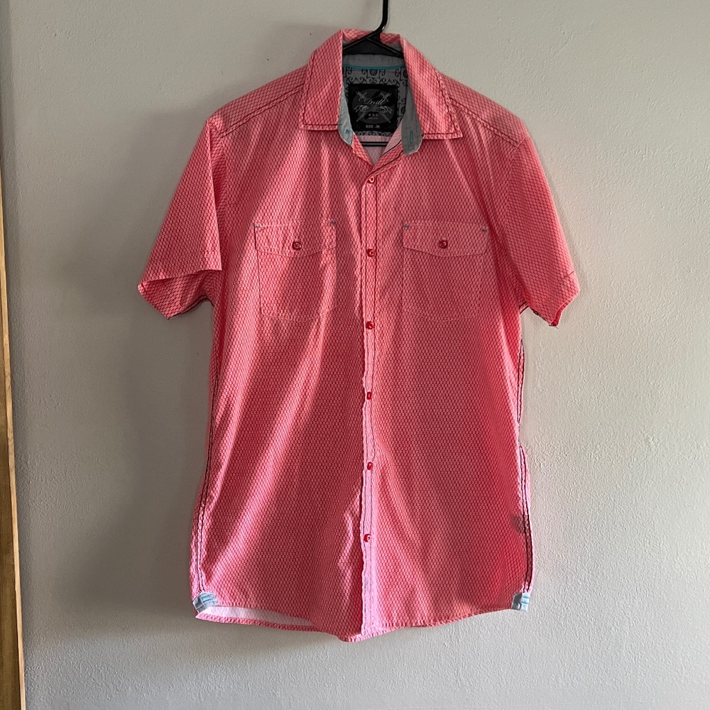 Drill NYC coral and white button down shirt size medium